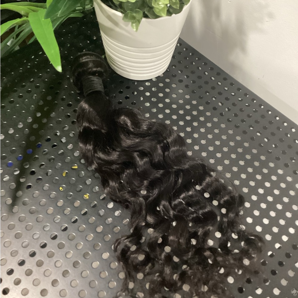 Wavy virgin hair wefted bundle 16 inches